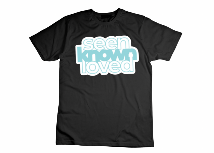 seen known loved black unisex tee