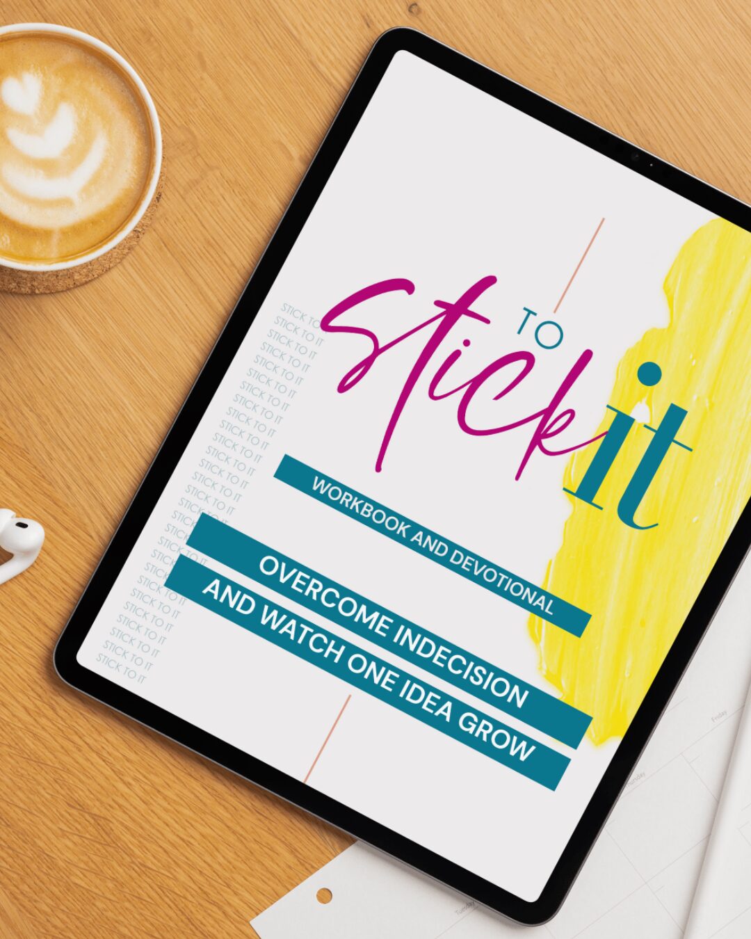 stick to it mockup stick to it inside ipad mockup on table with espresso coffee